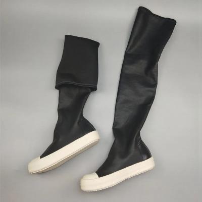 Black Thigh High Boot Soft Real Leather Luxurious Shoe