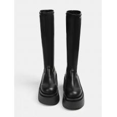 Women Autumn Mid-calf Knee-High Boots Solid Color