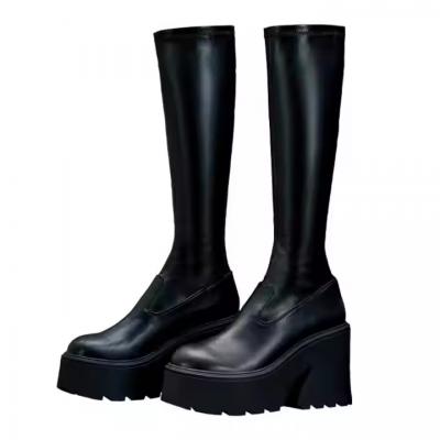 Women Autumn Mid-calf Knee-High Boots Solid Color